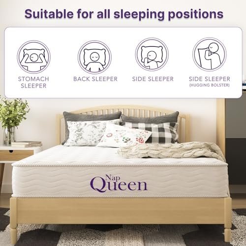 NapQueen 8 Inch Innerspring Twin Size Medium Firm Memory Foam Mattress, Bed in a Box, White - Image 7
