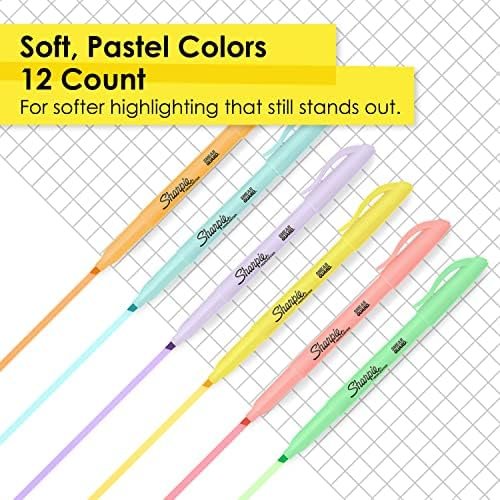 SHARPIE Pocket Highlighters, Mild Pastel Colors, Assorted, Chisel Tip, 12 Count - Image 2