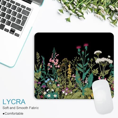 Square Mouse Pad with Coaster, Soft Cute Computer Mouse Mat with Non-Slip Rubber Base, Easy to Slide, Splash Resistant Surface, Personalized Design, Portable, Garden Flowers - Image 3