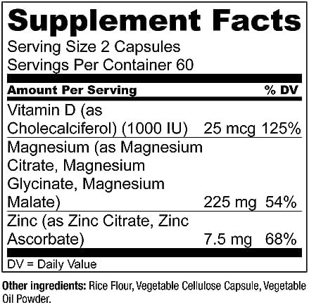 Magnesium Zinc & Vitamin D3 - Bioavailable Forms of Magnesium - Malate, Glycinate, Citrate - MagWell by Live Conscious | Bone & Heart Health, Immune System Support - 120 Capsules (2-Pack) - Image 7