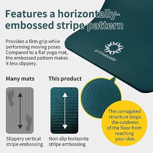 Primasole 1/2 Thick Exercise Mat with Carry Strap & Case Mat for Yoga Pilates Fitness at Home and Gym 72" L x 24" W - Image 3