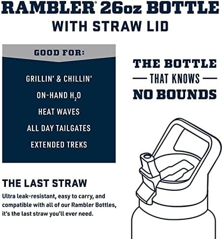 YETI Rambler 26 oz Bottle, Vacuum Insulated, Stainless Steel with Straw Cap, Black - Image 2