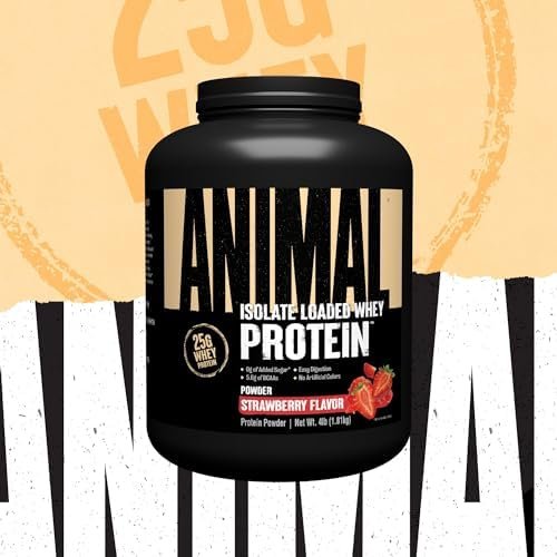 Animal Whey Isolate Protein Powder - Loaded for Pre & Post Workout Muscle Builder and Recovery with Digestive Enzymes for Men & Women - 25g Protein, Great Taste, Low Sugar - Strawberry 4 lbs - Image 3
