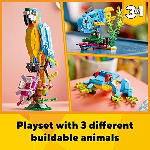 LEGO Creator 3 in 1 Exotic Parrot Building Toy Set, Transforms to 3 Different Animal Figures - from Colorful Parrot, to Swimming Fish, to Cute Frog, Creative Toys for Kids Ages 7 and Up, 31136 - Image 2