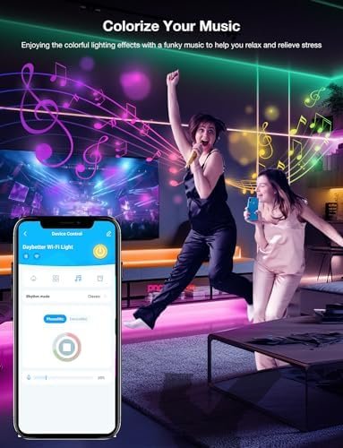 DAYBETTER Smart WiFi Led Lights 100ft - Led Strip Lights Work with Alexa and Google Assistant RGB Strip Lighting Music Sync Color Changing with App Voice Remote Control for Room Bedroom Decor 50ft*2 - Image 5