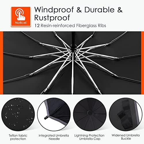 Bodyguard Inverted Umbrella, Large Windproof Umbrellas for Rain & Sun, Compact Umbrella Reverse Umbrella with Reflective Stripe, Teflon Umbrella for Women Men, Travel Folding Umbrella with Cover Bag - Image 5
