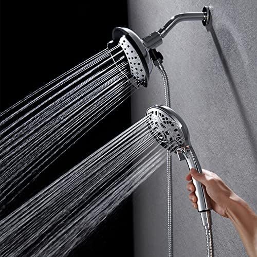 Shower Head with Handheld High Pressure: INAVAMZ Hand Held Shower Head & Rain Shower Head 2-IN-1 Shower Head with 59" Rotatable Stainless Steel Hose, Meet cUPC and CEC Certification - Image 2