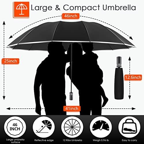 Bodyguard Inverted Umbrella, Large Windproof Umbrellas for Rain & Sun, Compact Umbrella Reverse Umbrella with Reflective Stripe, Teflon Umbrella for Women Men, Travel Folding Umbrella with Cover Bag - Image 3