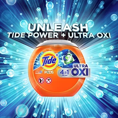 Tide PODS Liquid Laundry Detergent Soap Pacs, 4-n-1 Ultra Oxi, HE Compatible, Built in Pre-treater for Stains, 57 Count - Image 2