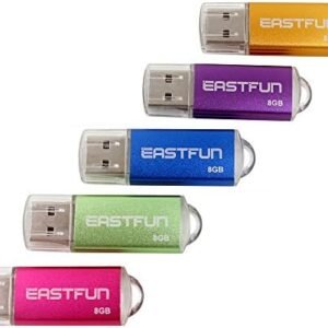 5Pcs 8GB USB Flash Drive USB 2.0 Flash Memory Stick Thumb Stick Pen(Five Mixed Colors: Blue Purple Rose Green Gold)