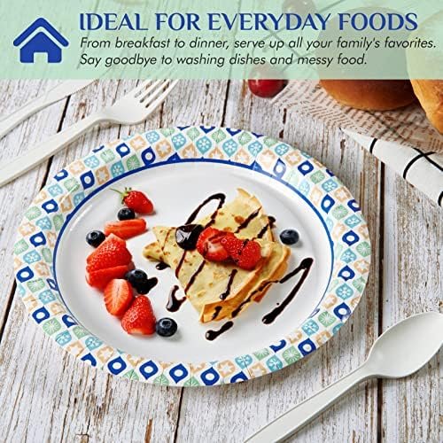 MUCHII Paper Plates 10 Inch, 120 Count Paper Plates Bulk, Cut Proof Paper Plates, Disposable Paper Plates for Party,Picnic, Family Gatherings. - Image 2