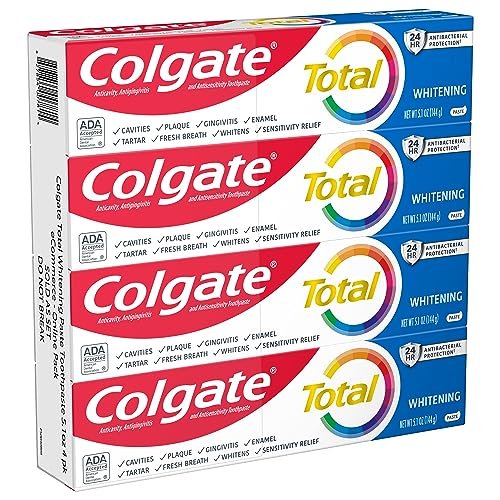 Colgate Total Whitening Toothpaste with Fluoride, 10 Benefits Including Sensitivity Relief and Stain Removal, Mint, 5.1 ounces (4 Pack) - Image 9