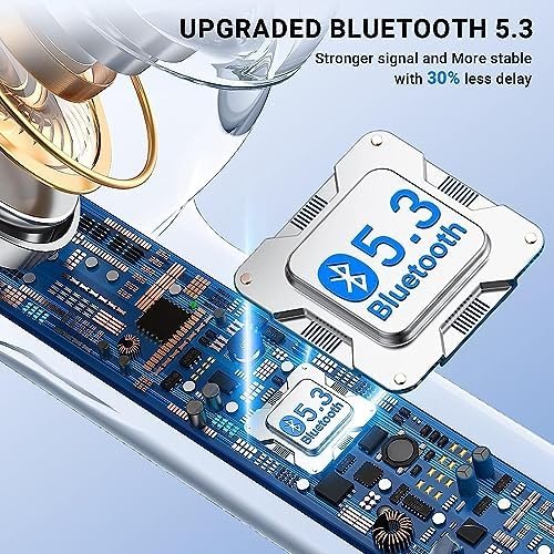 Wireless Headphones,Wireless Bluetooth 5.0 Earbuds, Touch Control, Easy-Pairing, 24H Playtime,Noise Cancellation Built-in Mic with Charging Case, IPX8 Waterproof Earphones for iPhone/Samsung/Android - Image 3