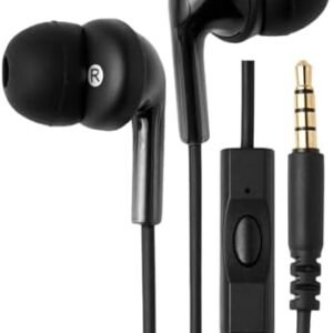Amazon Basics In Ear Wired Headphones, Earbuds with Microphone No Wireless Technology, 51.18 x 0.79 x 0.51 inches, Black
