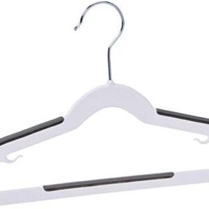 Amazon Basics Plastic Kids Clothes Hangers With Non-Slip Pad, 30-Pack, White and Black, 12.8" W x 8" H x 0.3" D