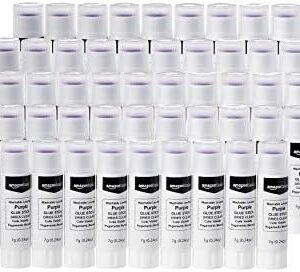 Amazon Basics Purple Washable School Glue Sticks, Dries Clear, 0.24-oz Stick,60-Pack