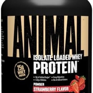 Animal Whey Isolate Protein Powder - Loaded for Pre & Post Workout Muscle Builder and Recovery with Digestive Enzymes for Men & Women - 25g Protein, Great Taste, Low Sugar - Strawberry 4 lbs