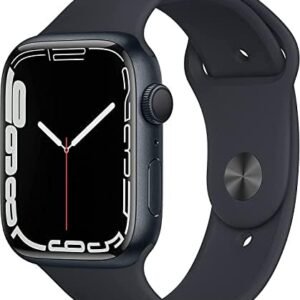 Apple Watch Series 7 (GPS, 45mm) Midnight Aluminum Case with Midnight Sport Band, Regular (Renewed)
