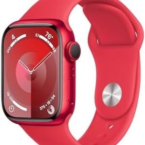 Apple Watch Series 9 [GPS 41mm] Smartwatch with (Product) RED Aluminum Case with (Product) RED Sport Band S/M. Fitness Tracker, ECG Apps, Always-On Retina Display, Water Resistant