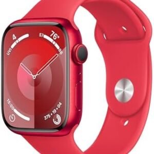 Apple Watch Series 9 [GPS 45mm] Smartwatch with (Product) RED Aluminum Case with (Product) RED Sport Band M/L. Fitness Tracker, ECG Apps, Always-On Retina Display, Water Resistant