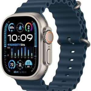 Apple Watch Ultra 2 [GPS + Cellular 49mm] Smartwatch with Rugged Titanium Case & Blue Ocean Band One Size. Fitness Tracker, Precision GPS, Action Button, Extra-Long Battery Life, Bright Retina Display