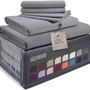 BELADOR Silky Soft Sheet Set - Luxury 6 Piece Bed Sheets for Queen Size Bed, Secure-Fit Deep Pocket Sheets with Elastic, Breathable Hotel Sheets & Pillowcase Set, Wrinkle Free Oeko-Tex Sheets