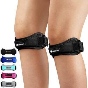 CAMBIVO 2 Pack Knee Braces for Knee Pain, Patella Knee Support Strap, Adjustable Patellar Tendon Stabilizer Band for Jumpers Knee, Tendonitis, Basketball, Running, Hiking, Volleyball, Tennis, Squats