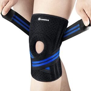 CAMBIVO Knee Brace for Women & Men, Knee Brace with Side Stabilizers for Knee Pain Meniscus Tear, Relief Arthritis Pain, ACL, MCL, Adjustable Compression Knee Support for Gym Running Working Out