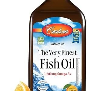Carlson - The Very Finest Fish Oil, 1600 mg Omega-3s, Liquid Fish Oil Supplement, Norwegian Fish Oil, Wild-Caught, Sustainably Sourced Fish Oil Liquid, Orange, 16.9 Fl Oz