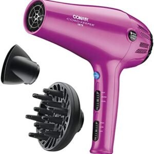 Conair Hair Dryer with Retractable Cord, 1875W Cord-Keeper Blow Dryer,Pink