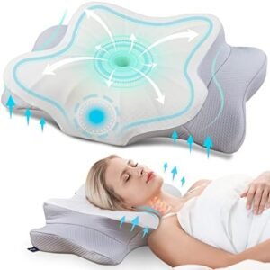 DONAMA Cervical Pillow for Neck and Shoulder,Contour Memory Foam Pillow,Ergonomic Neck Support Pillow for Side Back Stomach Sleepers with Pillowcase