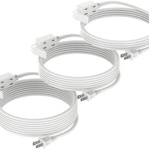 DURATECH 3-Pack Extension Cords (6/9/12FT), Indoor Extension Cords with 3-Outlet, Designed with Safety Cap, 2-Prong Plugs, 13 Amps, 16 Gauge, White