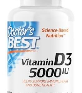Doctor's Best Vitamin D3 5,000 IU for Healthy Bones, Teeth, Heart and Immune Support, Non-GMO, Gluten-Free, Soy Free, 360 Count (Pack of 1)