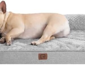 EHEYCIGA Memory Foam Orthopedic Dog Bed Medium Size Dog with Waterproof Lining, Washable Dog Couch Bed with Removable Cover and Nonskid Bottom for Crate Pet Sofa Bed, 30x20 Inches, Grey