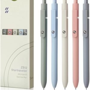 FIOVER Gel Pens, 5pcs 0.5mm Quick Dry Black Ink Pens Fine Point Smooth Writing Pen High-End Series Pens Ballpoint for School Office Home Supplies, Gifts for Women and Men (Morandi)