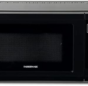 Farberware Compact Countertop Microwave Oven 0.7 Cu. Ft. 700-Watt with LED Lighting, Child Lock, Easy Clean Grey Interior, Retro Black
