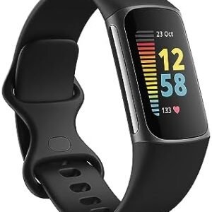Fitbit Charge 5 Advanced Health & Fitness Tracker with Built-in GPS, Stress Management Tools, Sleep Tracking, 24/7 Heart Rate and More, Black/Graphite, One Size (S &L Bands Included)