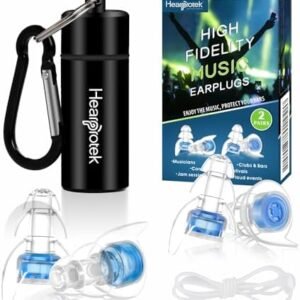 Hearprotek High Fidelity Concert Ear Plugs, Noise Reduction Music Earplugs, Hearing Protection for Musicians, Festival, DJ’s, Nightclub, Concerts, Drummers and Other Loud Events