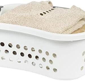 IRIS USA 50L Plastic Hip Hold Laundry Basket Hamper Organizer with Built-In Comfort Carry Handles, 1.4 Bushel, for Closet, Dorm, Laundry Room, Bedroom, Nestable, Ventilation Hole, Large, White