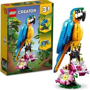 LEGO Creator 3 in 1 Exotic Parrot Building Toy Set, Transforms to 3 Different Animal Figures - from Colorful Parrot, to Swimming Fish, to Cute Frog, Creative Toys for Kids Ages 7 and Up, 31136