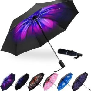 LLanxiry Compact Travel Umbrella,Windproof Waterproof Stick Umbrella Protection Golf Umbrellas