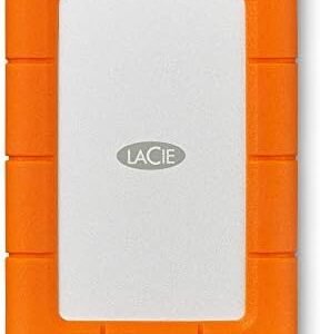 LaCie Rugged Mini 2TB External Hard Drive Portable HDD - USB 3.0/ 2.0 Compatible, Drop Shock Dust Rain Resistant Shuttle Drive, For Mac And PC Computer (LAC9000298), orange