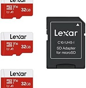 Lexar 32GB Micro SD Card 3 Pack, microSDHC UHS-I Flash Memory Card with Adapter - Up to 100MB/s, U1, Class10, V10, A1, High Speed TF Card (3 microSD Cards + 1 Adapter)