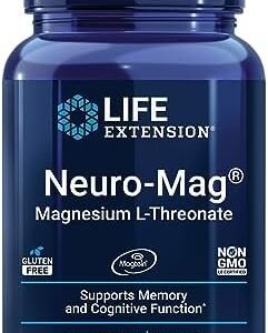 Life Extension Neuro-mag Magnesium L-threonate, Magnesium L-threonate, Brain Health, Memory & Attention, Gluten Free, Vegetarian, Non-GMO, 90 Vegetarian Capsules
