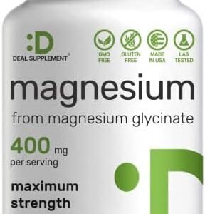 Magnesium Glycinate 400mg | Elemental Magnesium - 300 Capsules | Chelated for Easy Absorption | Highly Purified Essential Trace Mineral for Muscle, Joint, Heart, & Immune Support