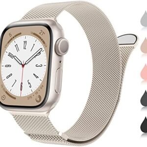 Marge Plus Compatible with Apple Watch Band Series 9, Ultra 2, SE, Ultra 8 7 6 5 4 3 2 1 38mm 40mm 41mm 42mm 44mm 45mm 49mm Women and Men, Stainless Steel Mesh Loop Magnetic Clasp Replacement for