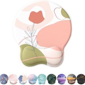 Mouse Pad Wrist Support, Ergonomic Gel Mouse Pad with Wrist Rest, Comfortable Computer Mouse Pad for Laptop, Pain Relief Mousepad with Non-Slip PU Base (Rose)