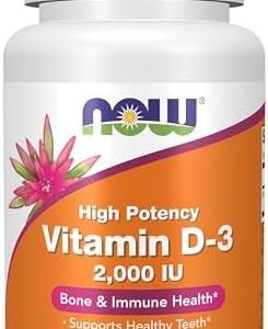 NOW Supplements, Vitamin D-3 2,000 IU, High Potency, Structural Support*, 120 Softgels