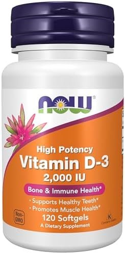 NOW Supplements, Vitamin D-3 2,000 IU, High Potency, Structural Support*, 120 Softgels