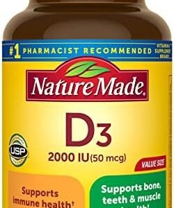Nature Made Vitamin D3 2000 IU (50 mcg), Dietary Supplement for Bone, Teeth, Muscle and Immune Health Support, 220 Tablets, 220 Day Supply